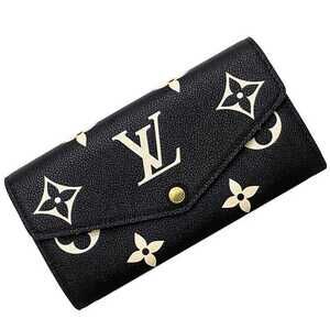 Louis Vuitton Bifold Long Wallet Sarah Black Beige Empreinte Noir Calf Flap